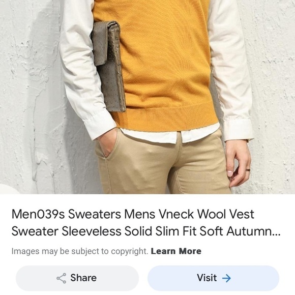 NWT Britches Sz XL Merino Wool V-Neck Mustard Yellow Knit Sweater Vest - Picture 4 of 11